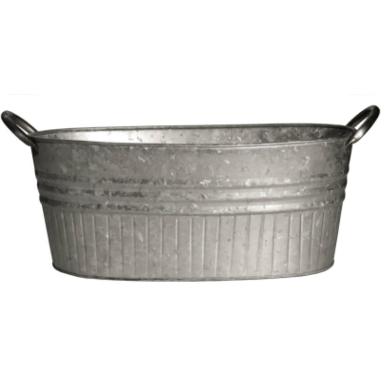 Robert Allen MPT01645 Tapered Oval Tub with Handles, Galvanized, 16.5"