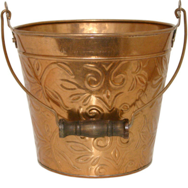 Robert Allen MPT01629 Floral Metal Planter with Handle, New Copper, 8"