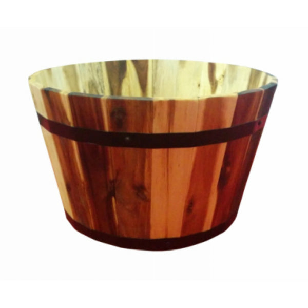 Avera AWP304180 Round Wood Barrel Planter, 18" x 11"