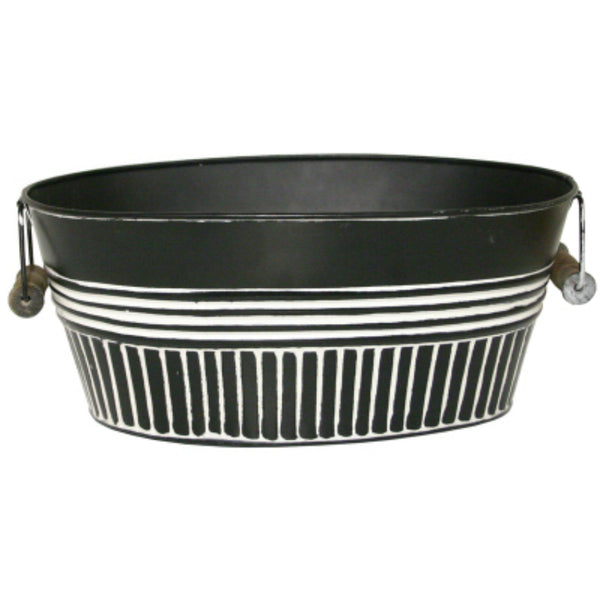 Robert Allen MPT01915 Metal Basin Planter, Charcoal, 14"