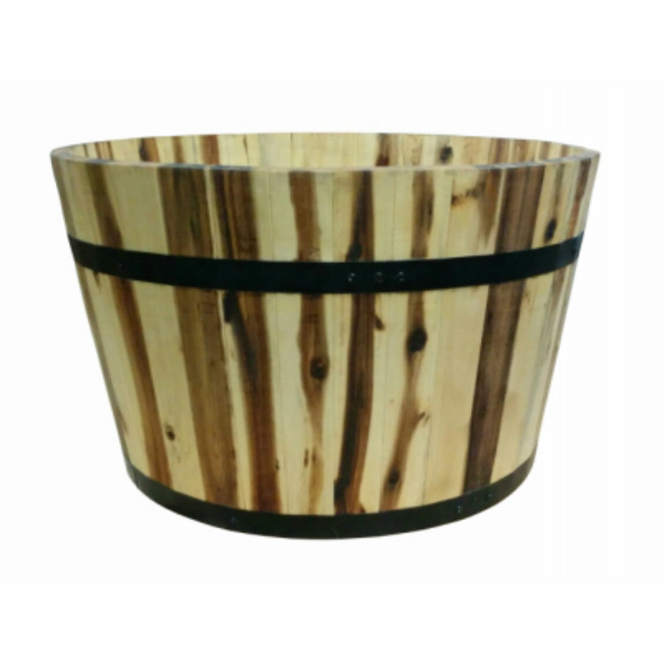 Avera AWP304210 Round Wood Barrel Planter, 21" x 12"