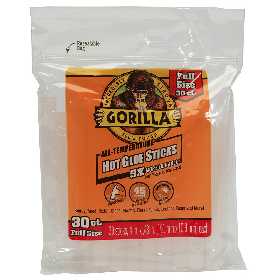 Gorilla® 3033002 All-Temperature Hot Glue Sticks, Full, 4"