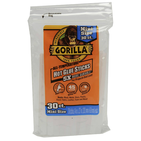 Gorilla® 3023003 All-Temperature Hot Glue Sticks, Mini, 4"