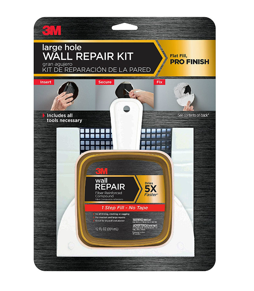 3M FPP-KIT Large Hole Wall Repair Kit, Repairs Holes Up To 5", 12 Fl. Oz