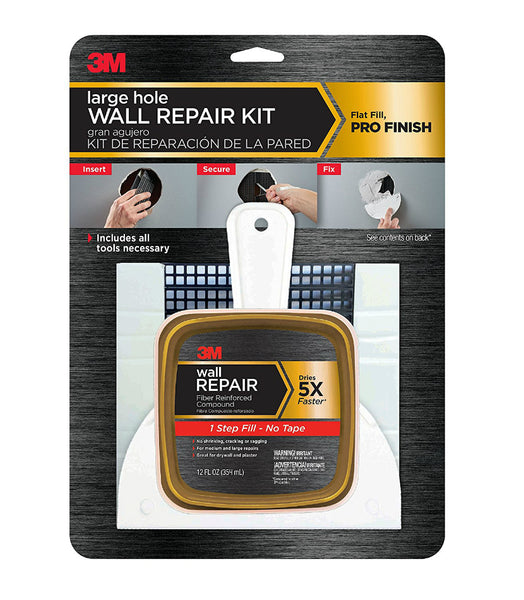 3M FPP-KIT Large Hole Wall Repair Kit, Repairs Holes Up To 5", 12 Fl. Oz