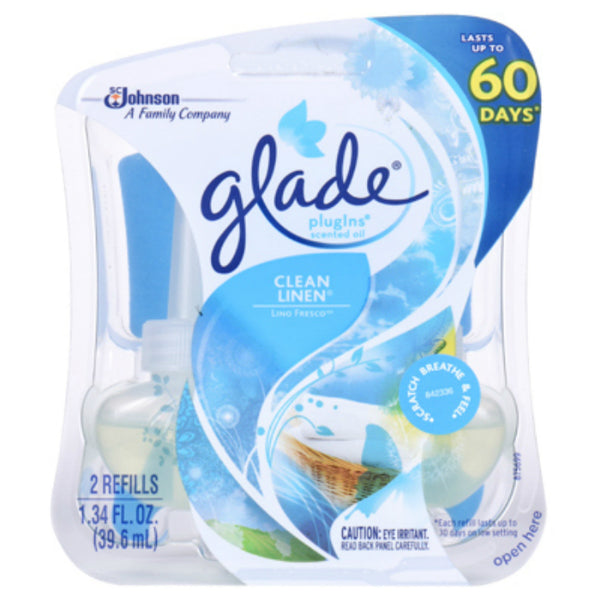 Glade® 14384 Plug-Ins Clean Linen Scented Oil Refill, 2-Count