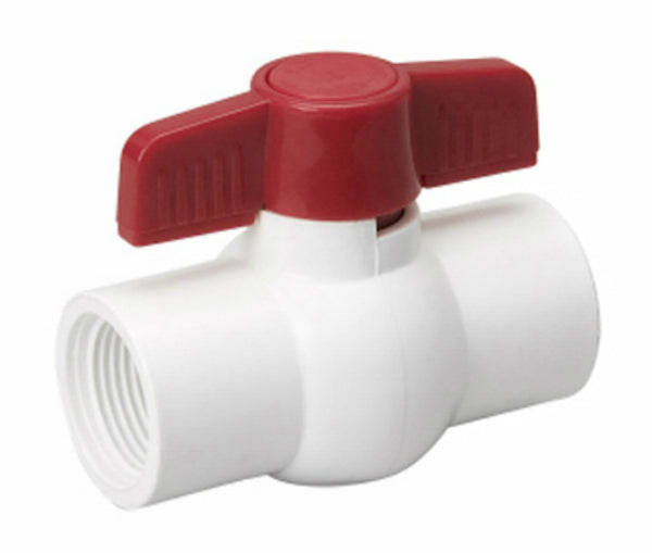 ProLine® 107-134 PVC Schedule 40 Threaded Ball Valve, White, 3/4"