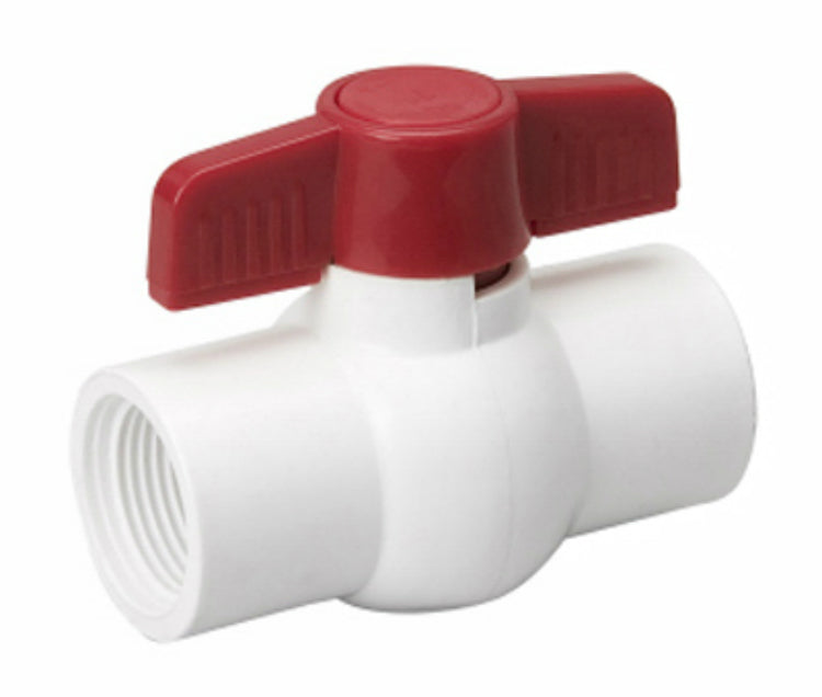 ProLine® 107-633 PVC Schedule 40 Solvent Ball Valve, White, 1/2"