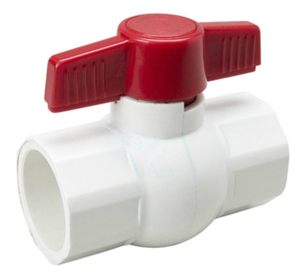 ProLine® 107-637 PVC Schedule 40 Solvent Ball Valve, White, 1-1/2"