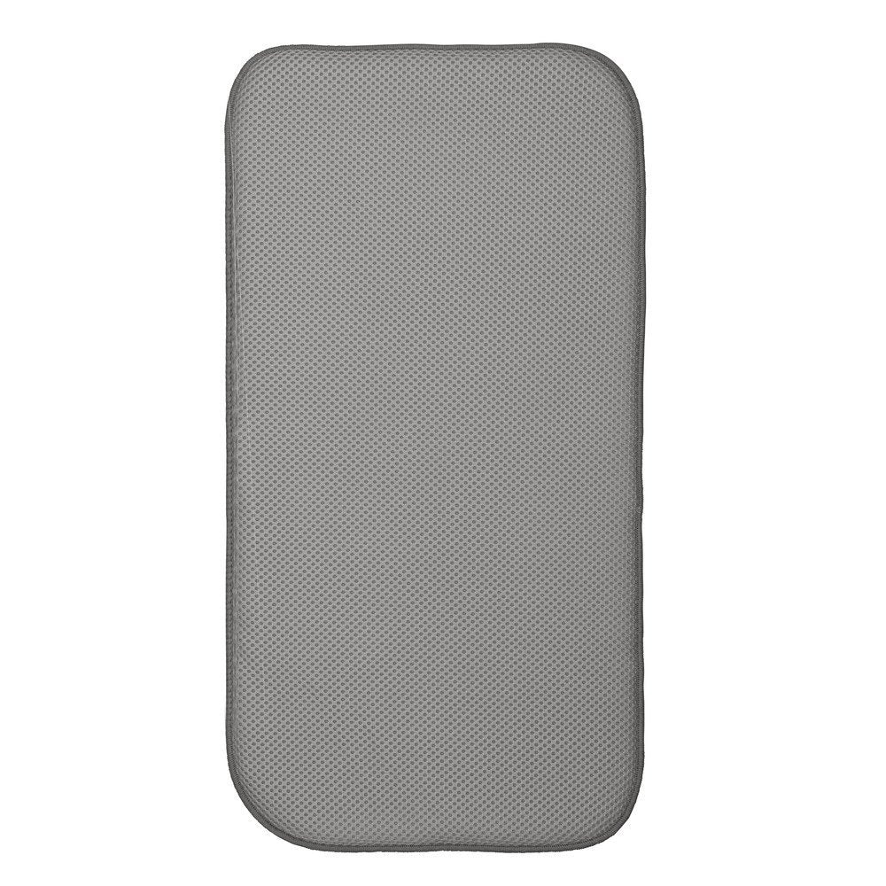 InterDesign 41261 iDry Mini Microfiber Kitchen Mat, Pewter/Ivory, 18" x 9"