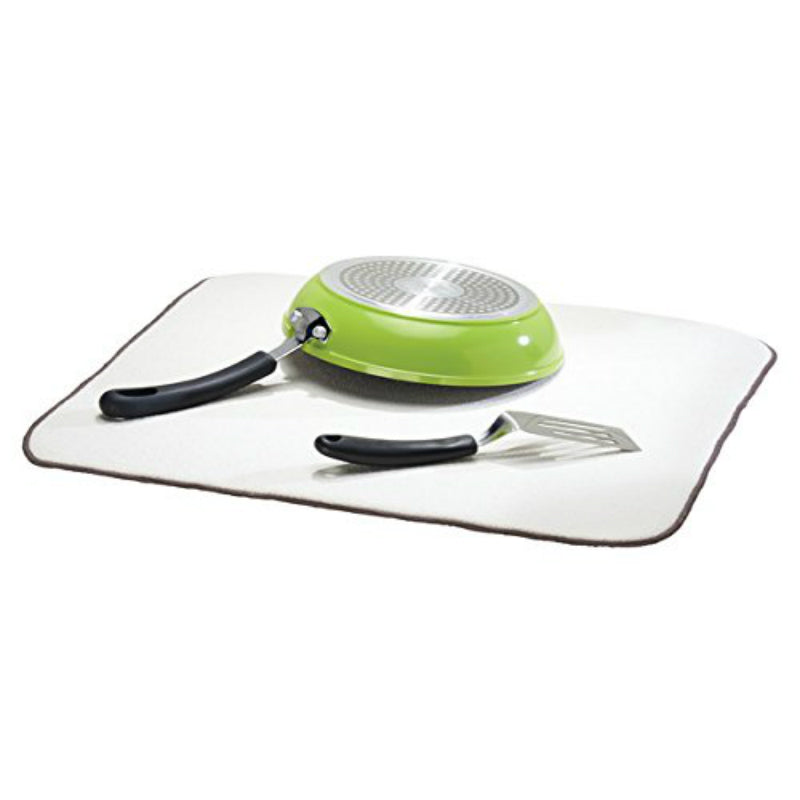 InterDesign 41243 iDry Large Microfiber Kitchen Mat, Mocha/Ivory, 18" x 16"