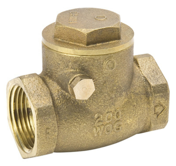 ProLine® 101-007NL Lead-Free Threaded Swing Check Valve, Brass, 1-1/2"