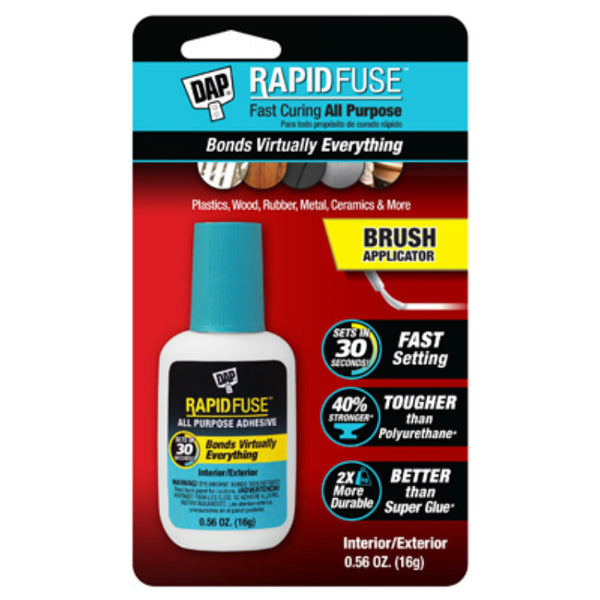Dap® 00173 RapidFuse™ Fast Curing All-Purpose Adhesive w/Brush Applicator, 16-Gm