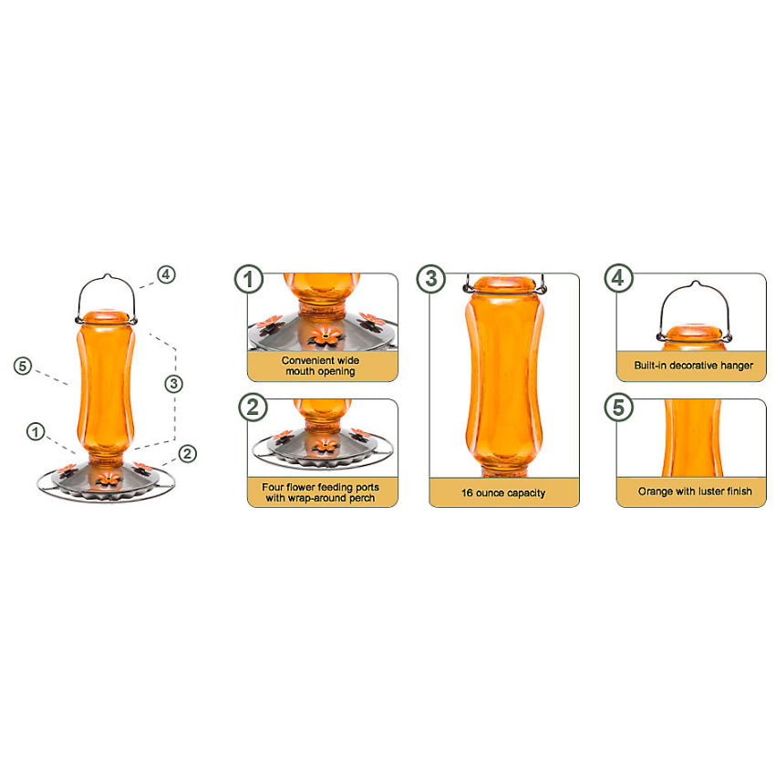 Perky-Pet® 8135-2 Carnival Glass Vintage Oriole Feeder, 16 Oz Capacity