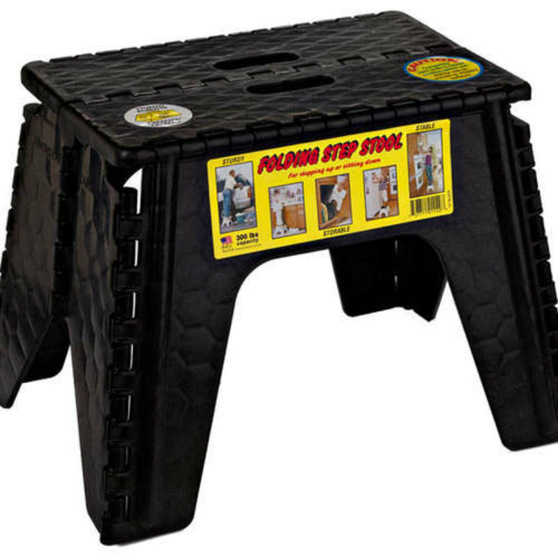 E-Z Foldz 103-6BK Black Folding Step Stool, 12"