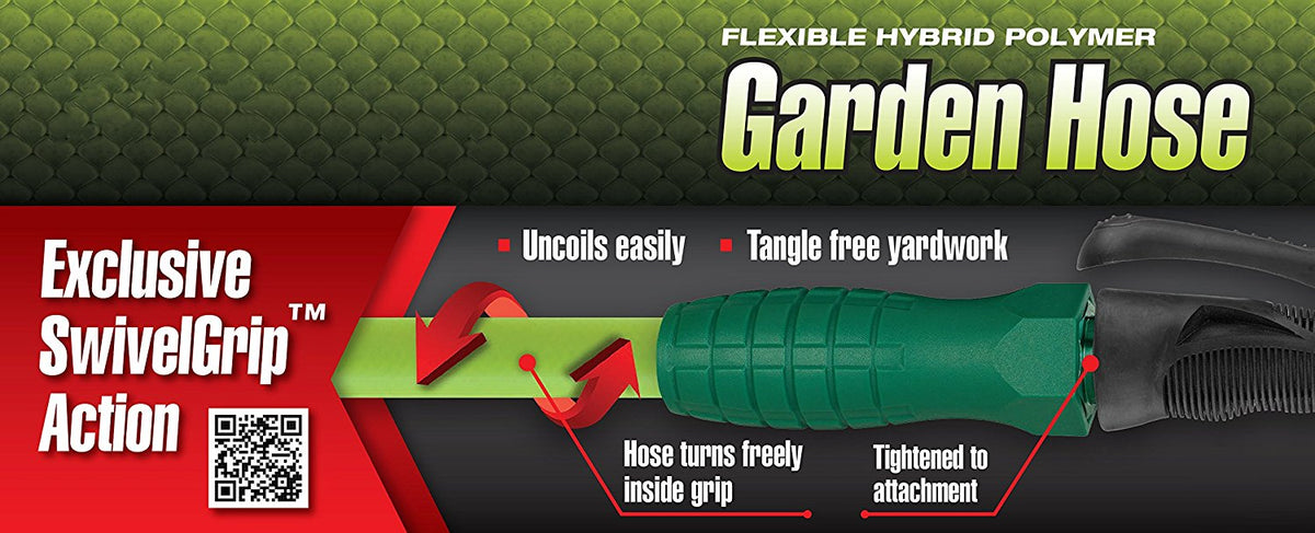 Flexzilla® HFZG510YWS SwivelGrip™ Lightweight Garden Hose, Green, 5/8" ID x 10'