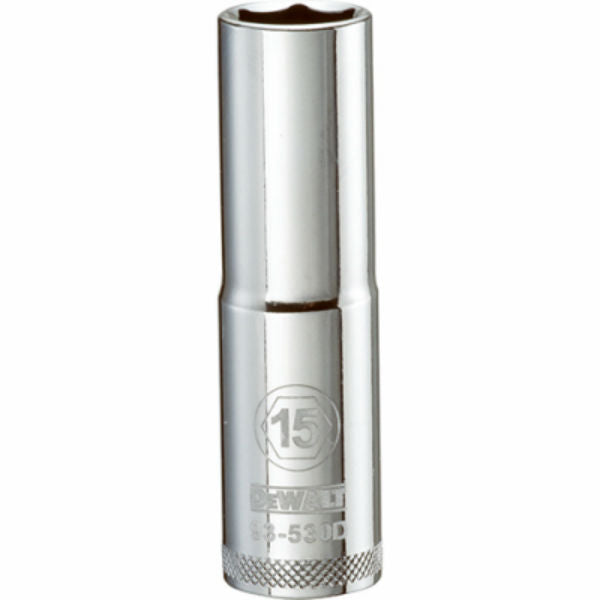 DeWalt® DWMT93530OSP Polished Chrome Vanadium Deep Metric Sockets, 1/2", 15 mm
