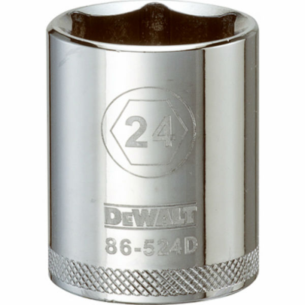 DeWalt® DWMT86524OSP Polished Chrome Vanadium Metric Sockets, 1/2" Drive, 24 mm