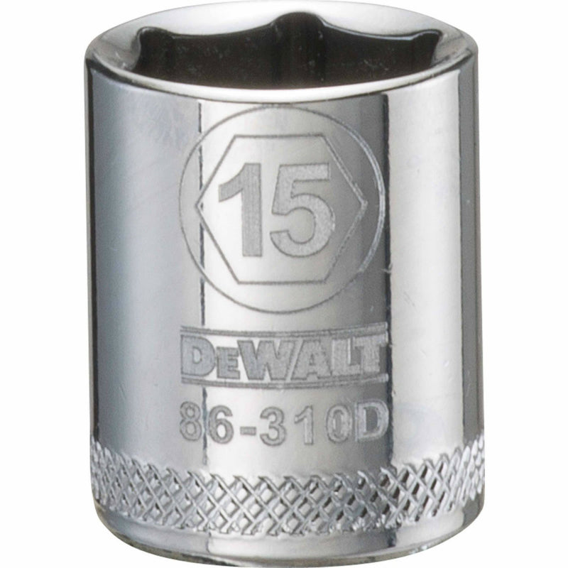 DeWalt® DWMT86310OSP Polished Chrome Vanadium Metric Sockets, 3/8" Drive, 15 mm