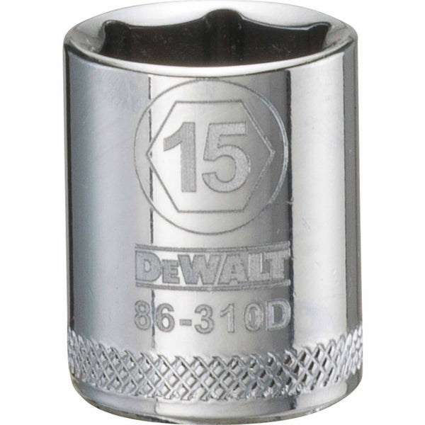 DeWalt® DWMT86310OSP Polished Chrome Vanadium Metric Sockets, 3/8" Drive, 15 mm