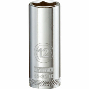 DeWalt® DWMT86324OSP Polished Chrome Vanadium Deep Metric Sockets, 3/8", 12 mm