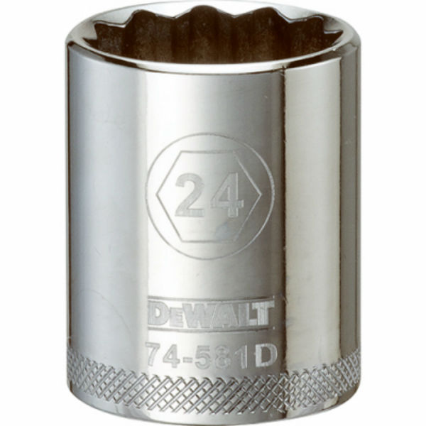 DeWalt® DWMT74581OSP Polished Chrome Vanadium Metric Sockets, 1/2" Drive, 24 mm
