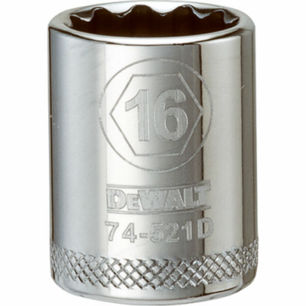 DeWalt® DWMT74521OSP Polished Chrome Vanadium Metric Sockets, 3/8" Drive, 16 mm