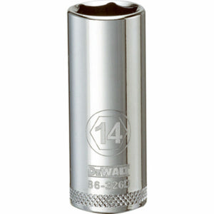 DeWalt® DWMT86326OSP Polished Chrome Vanadium Deep Metric Sockets, 3/8", 14 mm