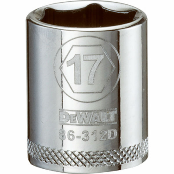 DeWalt® DWMT86312OSP Polished Chrome Vanadium Metric Sockets, 3/8" Drive, 17 mm