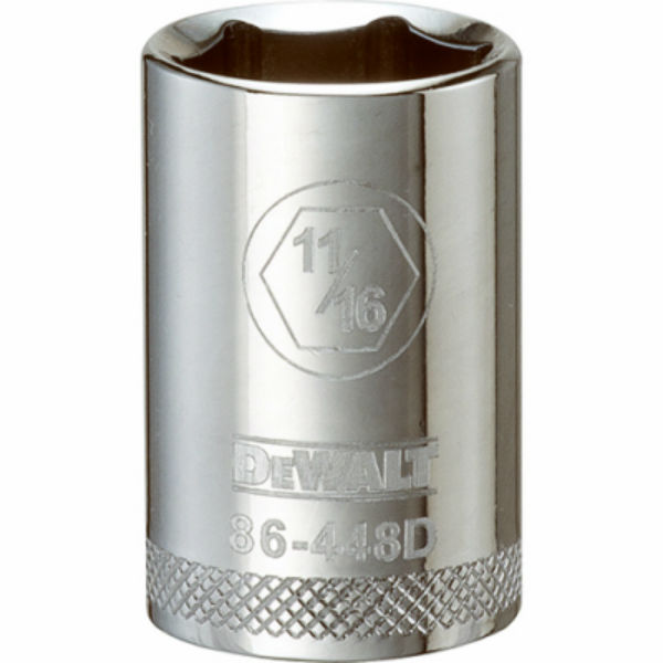DeWalt® DWMT86448OSP Polished Chrome Vanadium Hand Sockets, 1/2" Drive, 11/16"