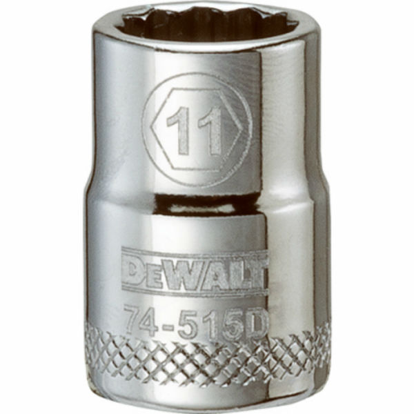 DeWalt® DWMT74515OSP Polished Chrome Vanadium Hand Socket, 3/8" Drive, 11 mm