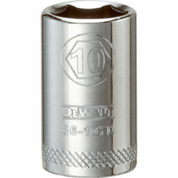 DeWalt® DWMT86107OSP Polished Chrome Vanadium Metric Sockets, 1/4" Drive, 10 mm