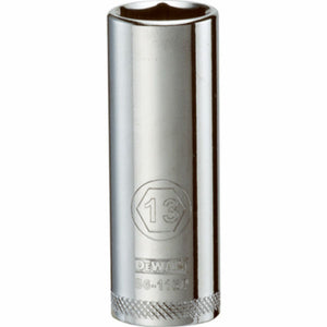 DeWalt® DWMT86116OSP Polished Chrome Vanadium Deep Metric Sockets, 1/4", 13 mm