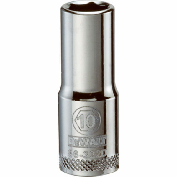 DeWalt® DWMT86322OSP Polished Chrome Vanadium Deep Metric Sockets, 3/8", 10 mm