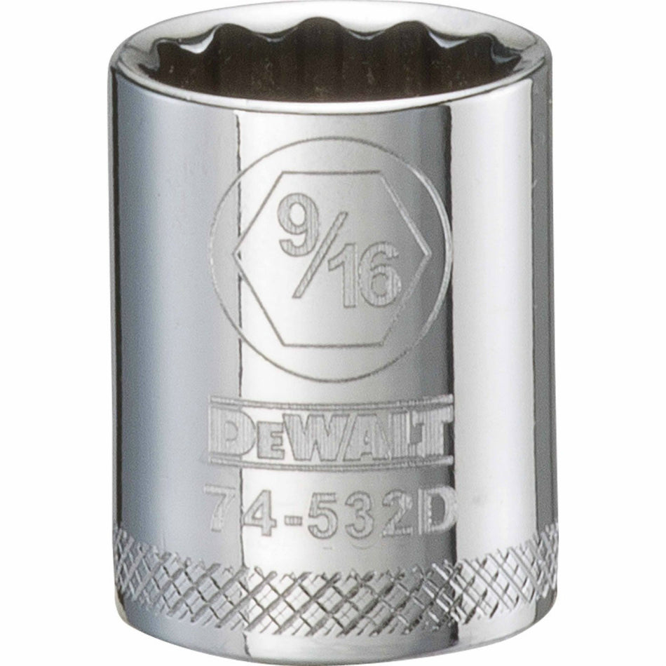 DeWalt® DWMT74532OSP Polished Chrome Vanadium Hand Sockets, 3/8" Drive, 9/16"