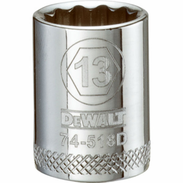DeWalt® DWMT74518OSP Polished Chrome Vanadium Hand Socket, 3/8" Drive, 13 mm