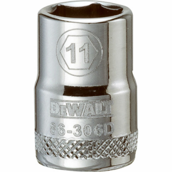 DeWalt® DWMT86306OSP Polished Chrome Vanadium Metric Sockets, 3/8" Drive, 11 mm
