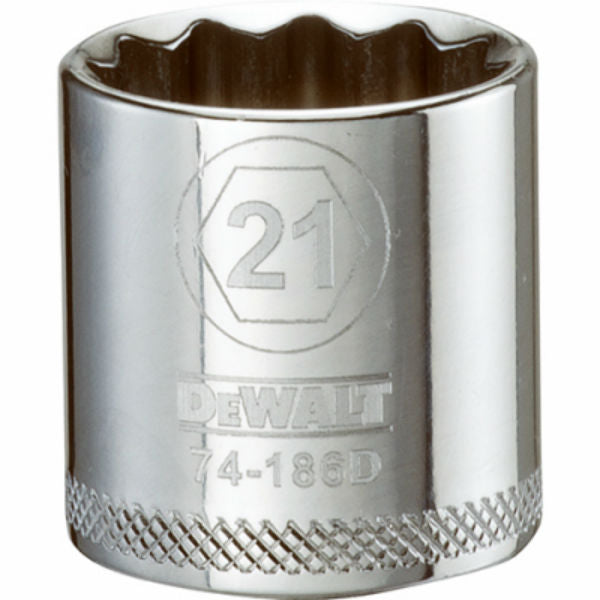 DeWalt® DWMT74186OSP Polished Chrome Vanadium Metric Sockets, 3/8" Drive, 21 mm