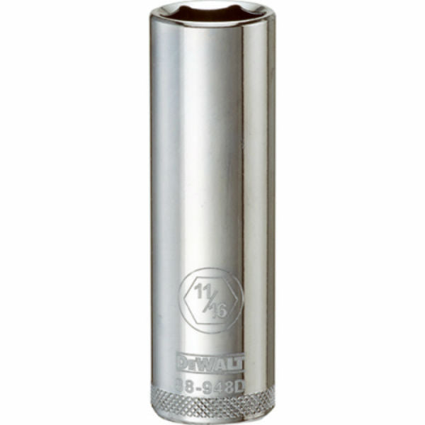 DeWalt® DWMT88948OSP Polished Chrome Vanadium Deep Sockets, 1/2" Drive, 11/16"