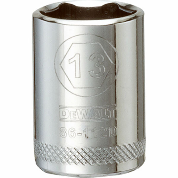 DeWalt® DWMT86112OSP Polished Chrome Vanadium Metric Sockets, 1/4" Drive, 13 mm