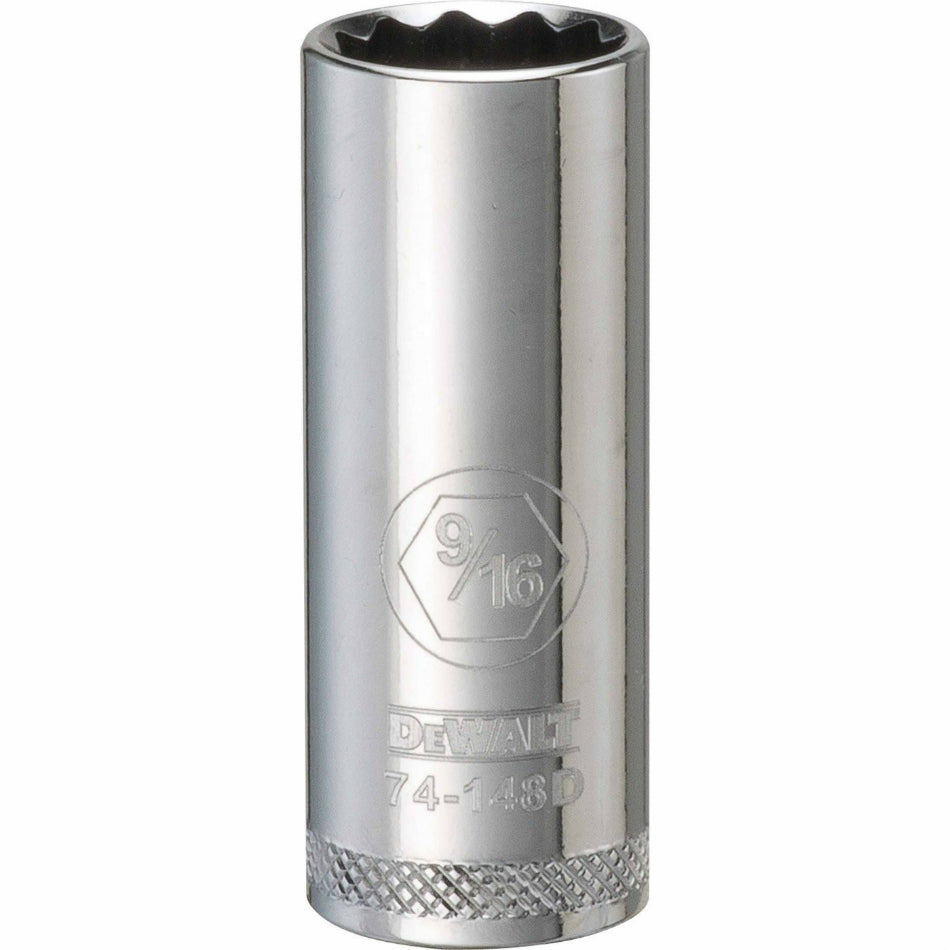 DeWalt® DWMT74148OSP Polished Chrome Vanadium Deep Sockets, 3/8" Drive, 9/16"