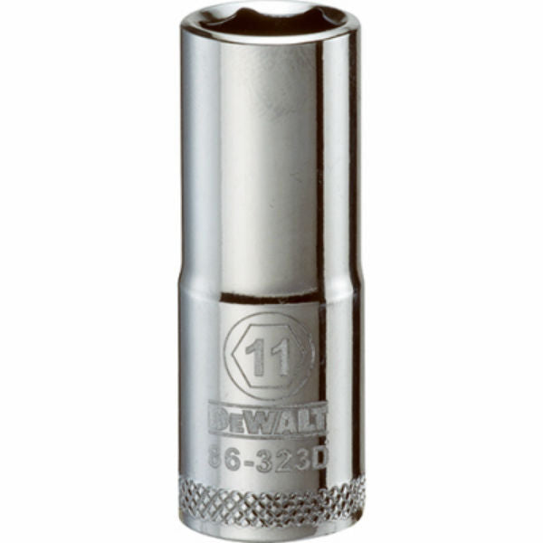 DeWalt® DWMT86323OSP Polished Chrome Vanadium Deep Metric Sockets, 3/8", 11 mm