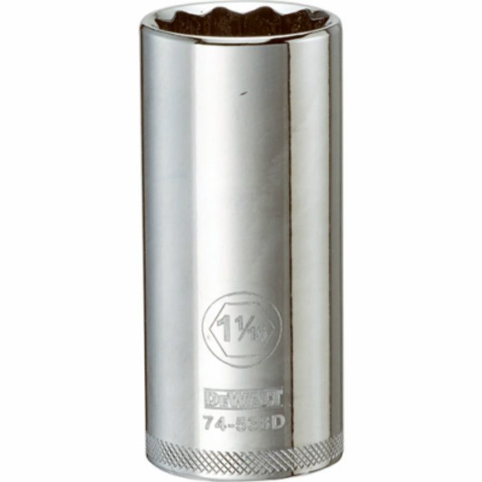 DeWalt® DWMT74538OSP Polished Chrome Vanadium Deep Sockets, 1/2" Drive, 1-1/16"