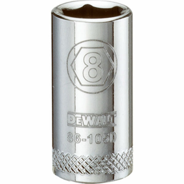 DeWalt® DWMT86105OSP Polished Chrome Vanadium Metric Sockets, 1/4" Drive, 8 mm