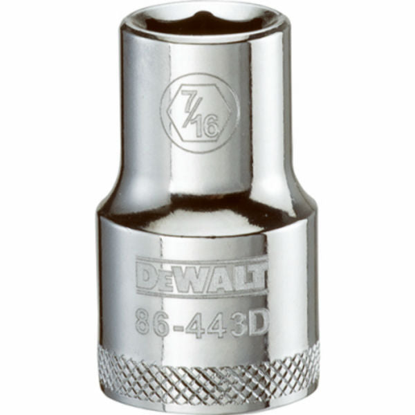 DeWalt® DWMT86443OSP Polished Chrome Vanadium Hand Sockets, 1/2" Drive, 7/16"