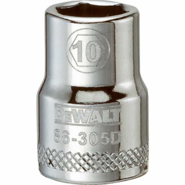 DeWalt® DWMT86303OSP Polished Chrome Vanadium Hand Sockets, 3/8" Drive, 10 mm