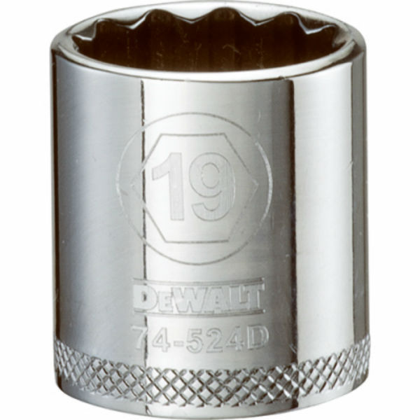 DeWalt® DWMT74524OSP Polished Chrome Vanadium Metric Sockets, 3/8" Drive, 19 mm