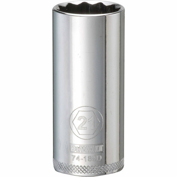 DeWalt® DWMT74189OSP Polished Chrome Vanadium Deep Metric Sockets, 3/8", 21 mm