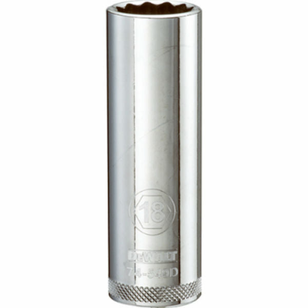 DeWalt® DWMT74549OSP Polished Chrome Vanadium Deep Metric Sockets, 1/2", 18 mm