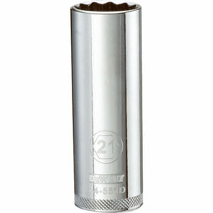 DeWalt® DWMT74551OSP Polished Chrome Vanadium Deep Metric Sockets, 1/2", 21 mm